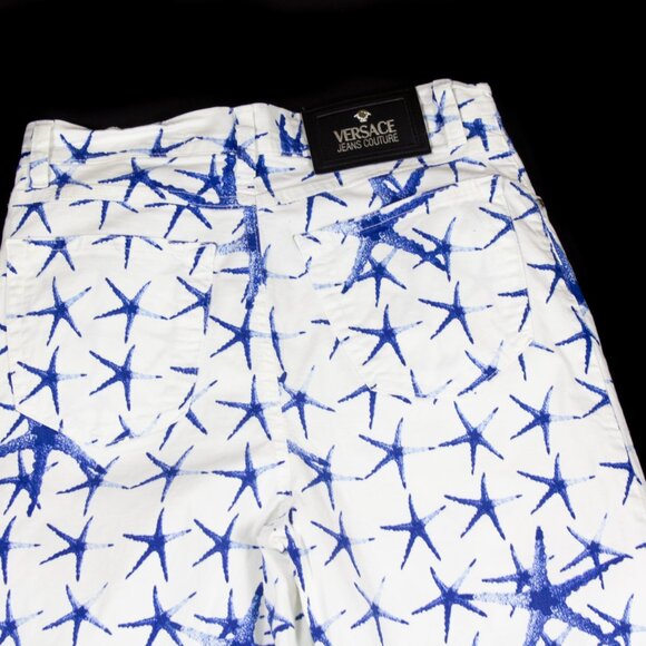 VERSACE VINTAGE STARFISH PATTERN WHITE PANTS - Picture 4 of 7